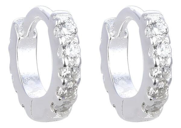 Mini Argollas con Cubics en Plata 925