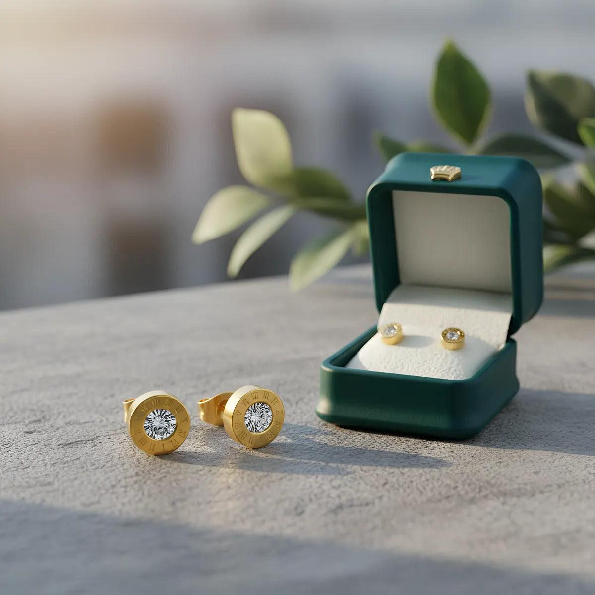 Aros Greek 8 mm Dorados con Zirconia