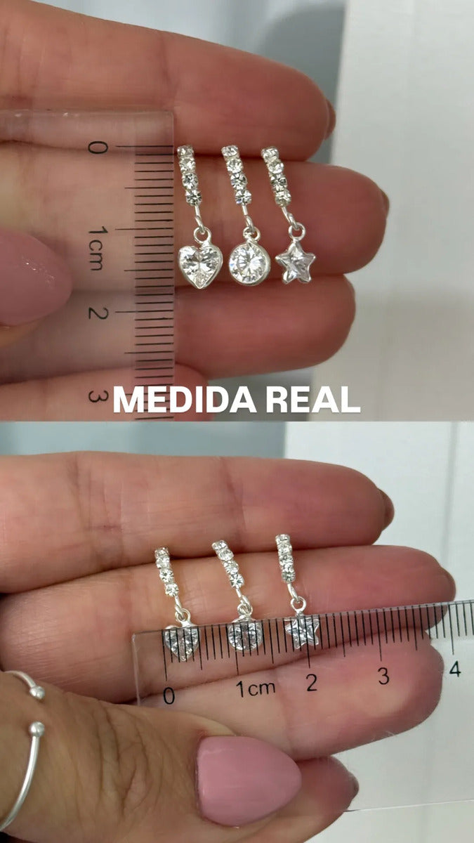 Aros Colgantes con Cubic Redondo en Plata 925