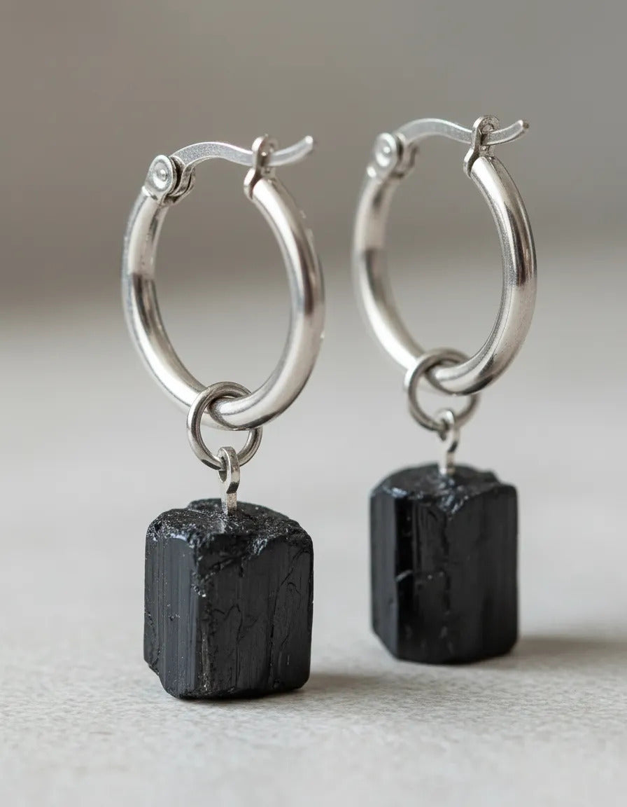 Argollas de Acero con Piedras Naturales