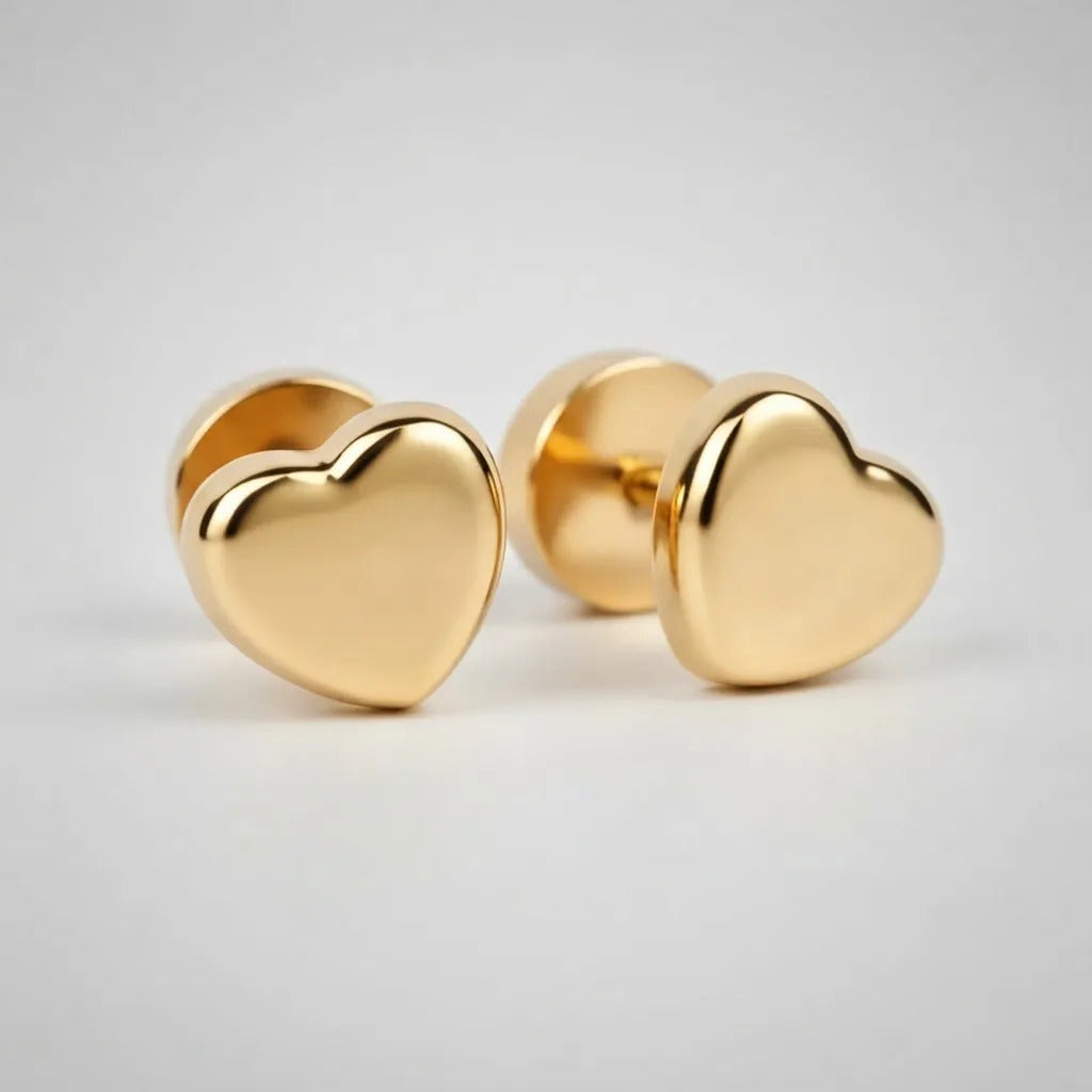 Abridores Corazón para Bebé con Perno de Oro 18K