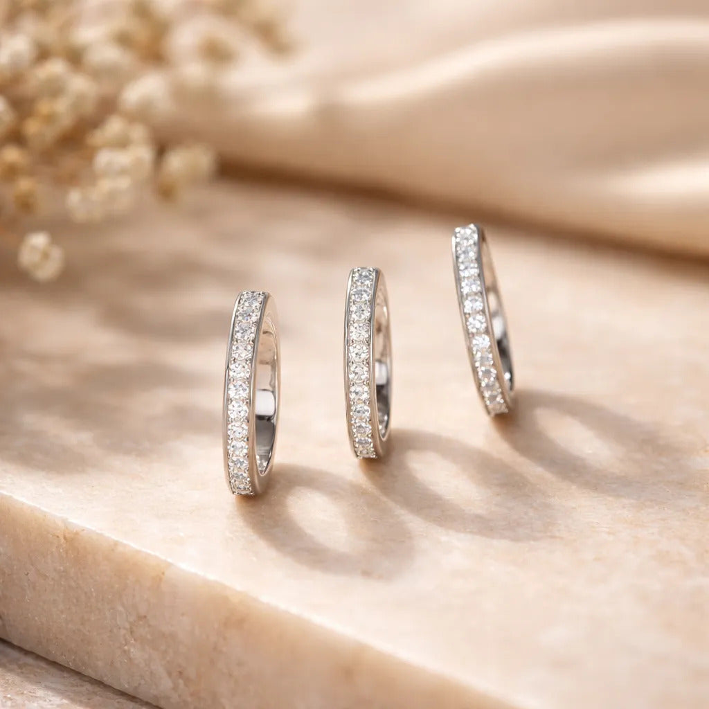 Set x3 Argollas con Circonias en Plata 925