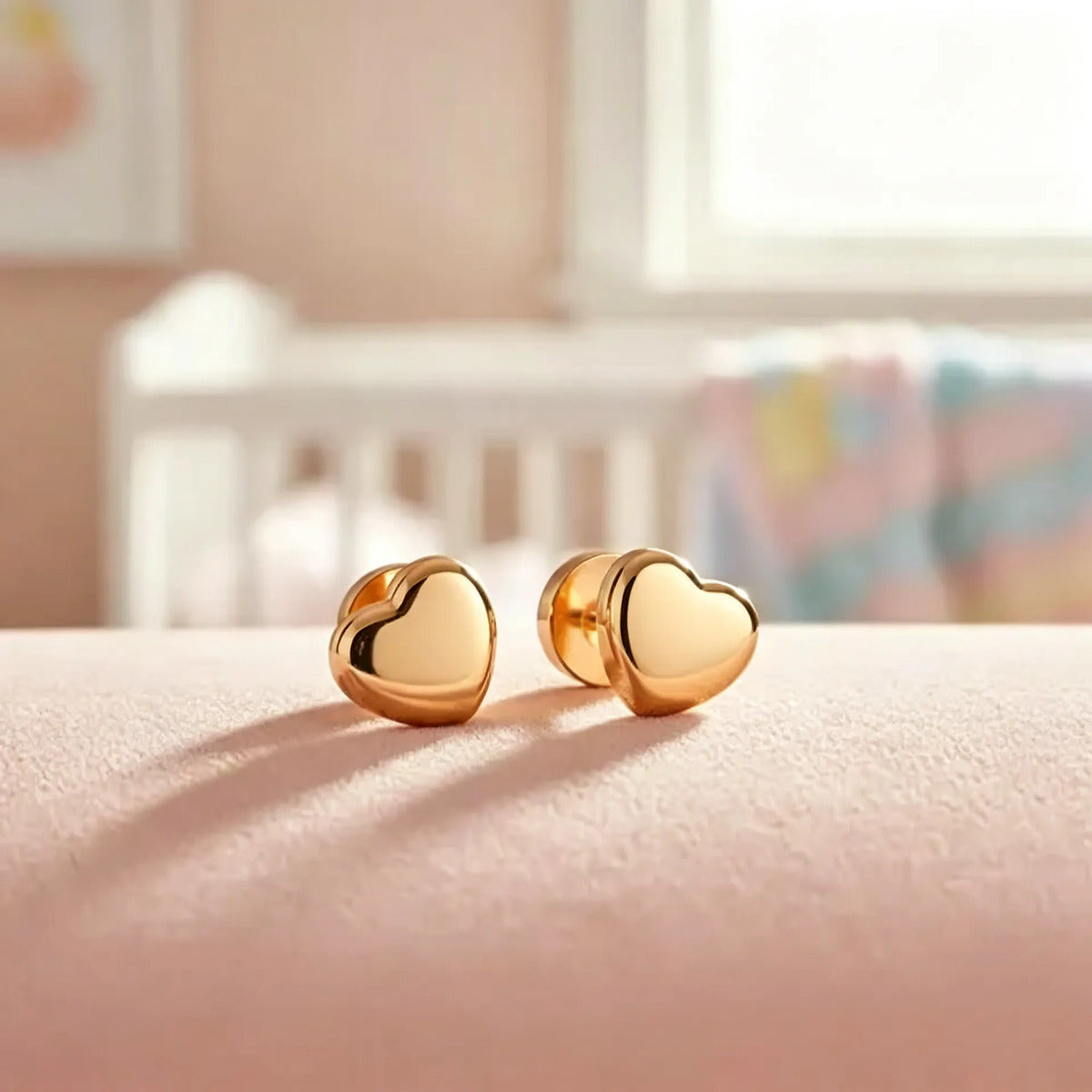 Abridores Corazón para Bebé con Perno de Oro 18K