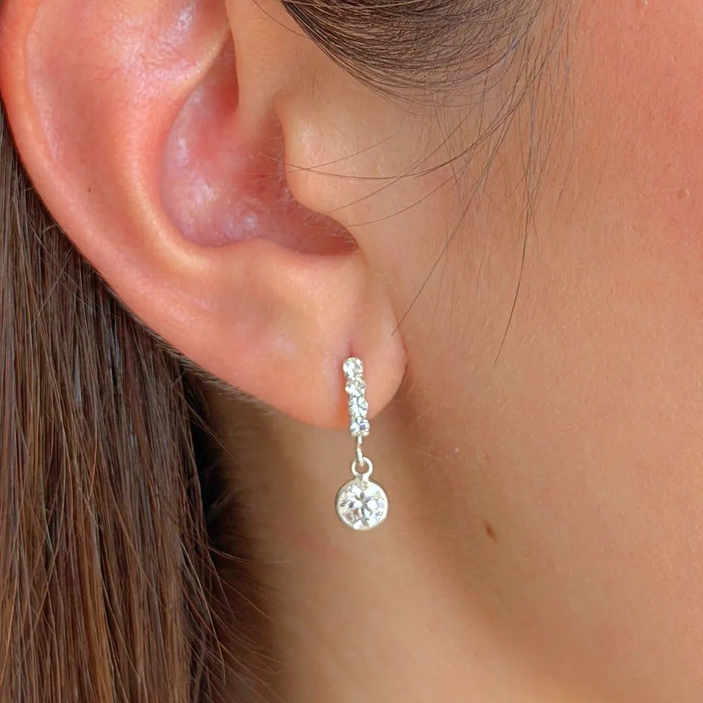 Aros Colgantes con Cubic Redondo en Plata 925