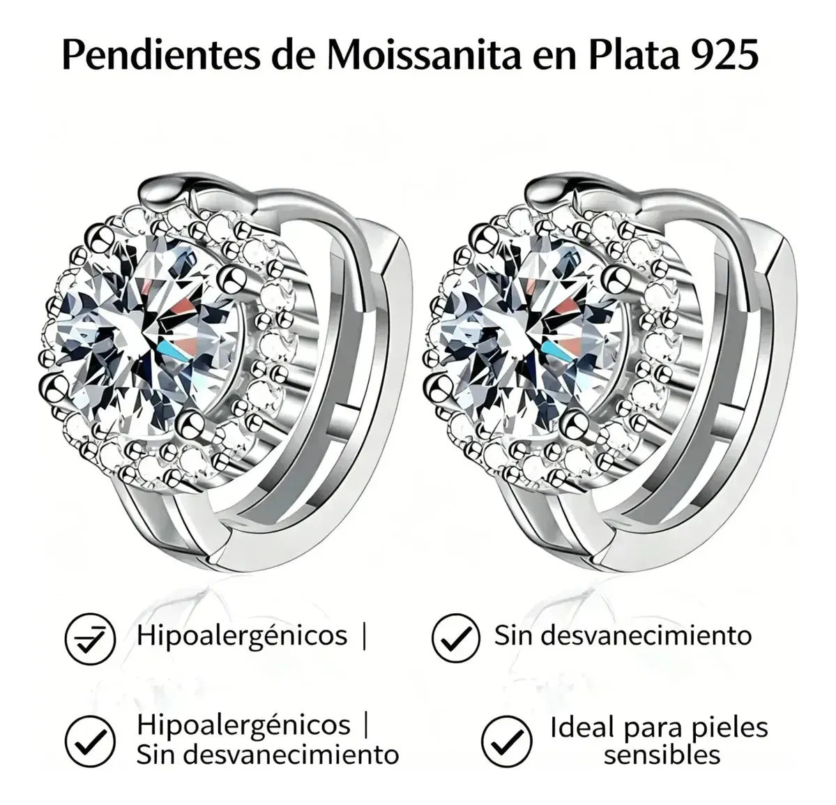 Aros de Moissanita en Plata 925