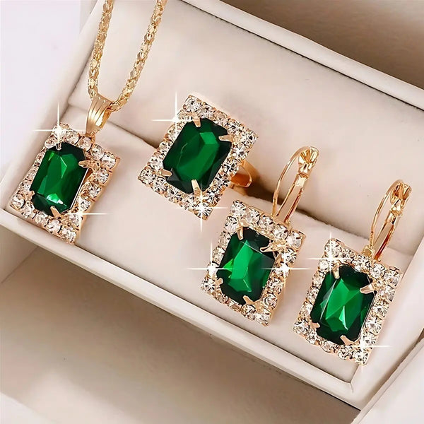 Set Esmeralda — Collar, Aros y Anillo