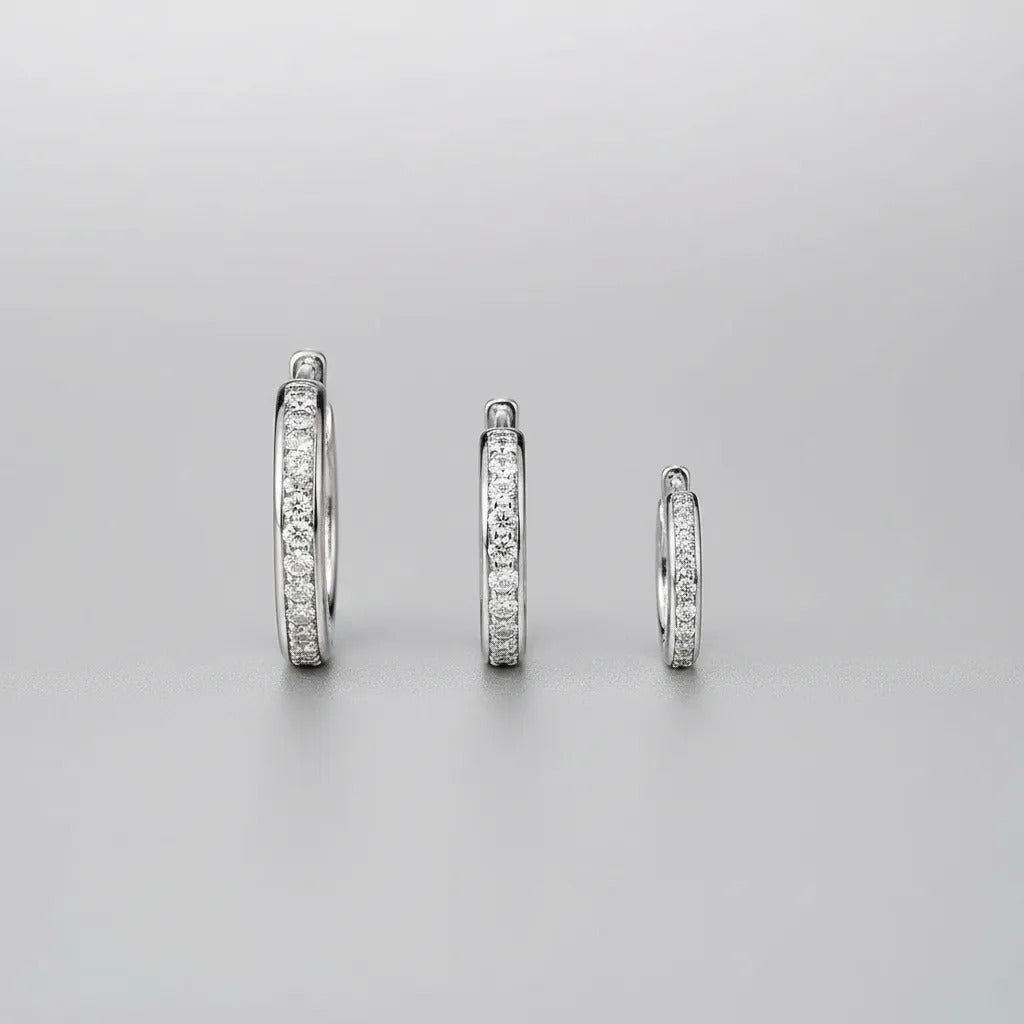 Set x3 Argollas con Circonias en Plata 925