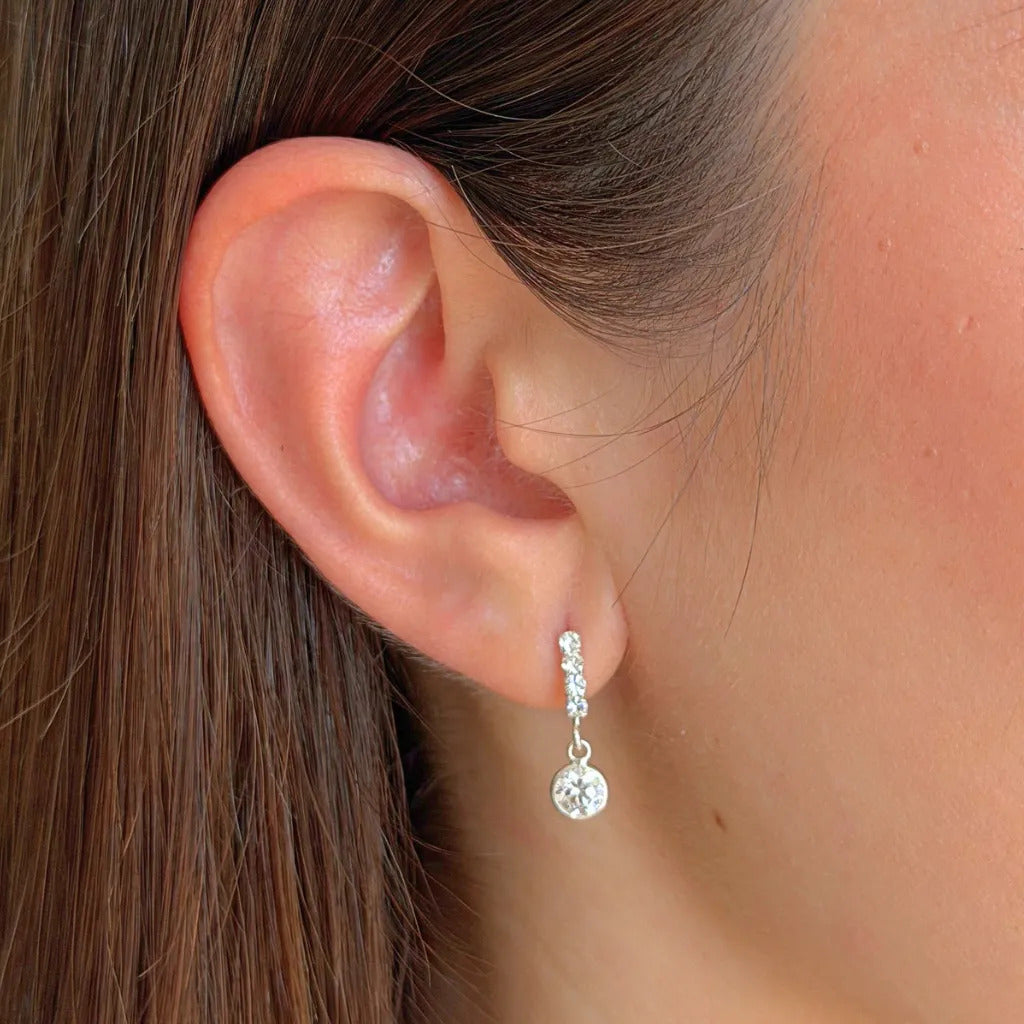 Aros Colgantes con Cubic Redondo en Plata 925