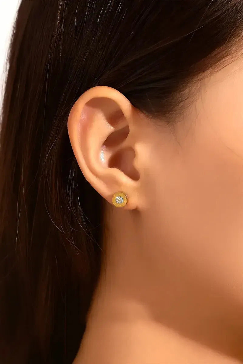 Aros Greek 8 mm Dorados con Zirconia