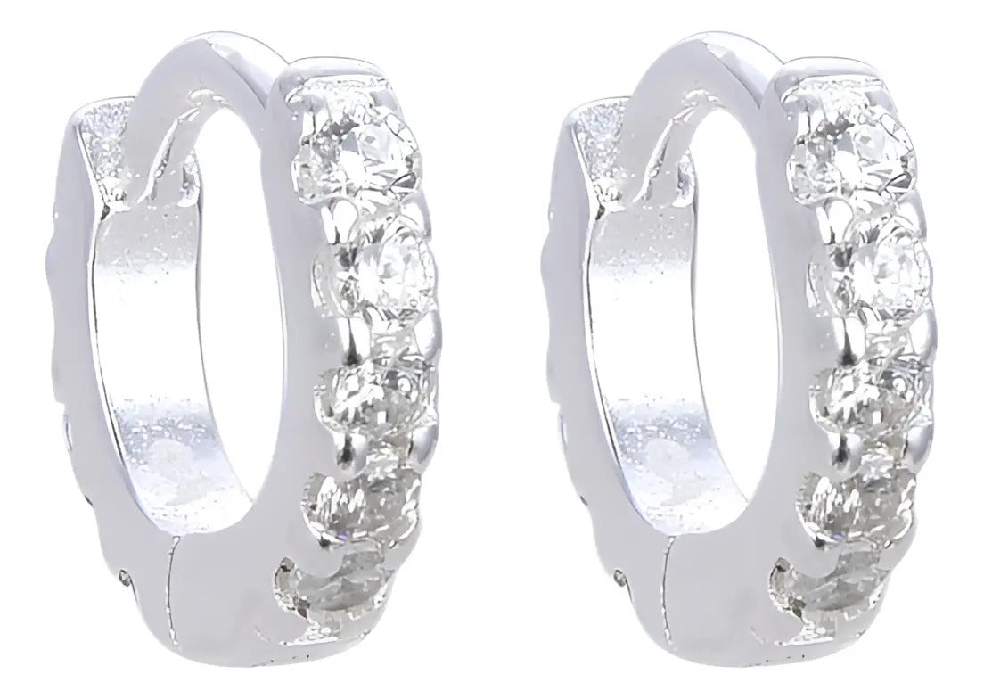 Mini Argollas con Cubics en Plata 925