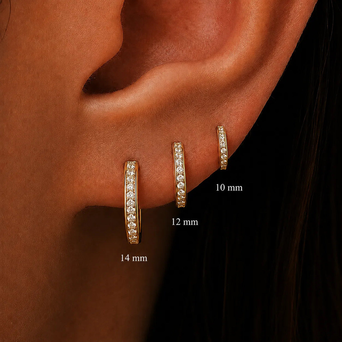 Set x3 Argollas con Circonias en Plata 925
