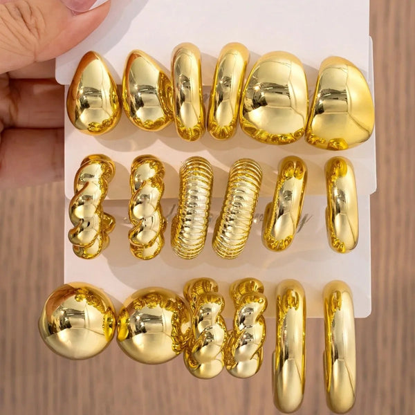 Aros Gota Dorados — Diseño Escultural