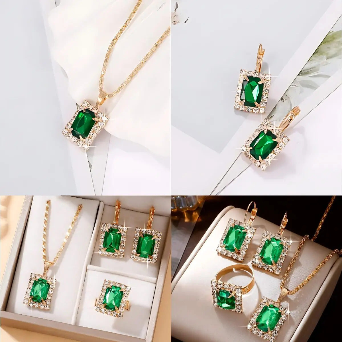 Set Esmeralda — Collar, Aros y Anillo
