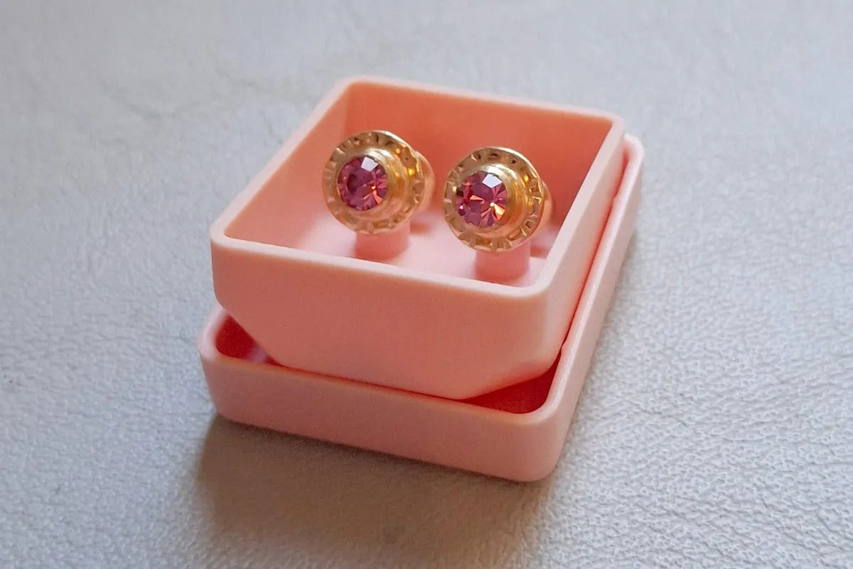 Abridores Rosa 7 mm con Perno de Oro 18K