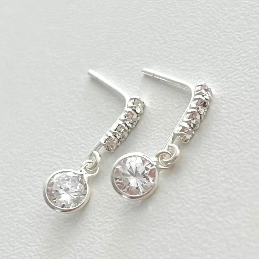 Aros Colgantes con Cubic Redondo en Plata 925