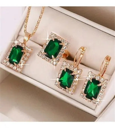 Set Esmeralda — Collar, Aros y Anillo