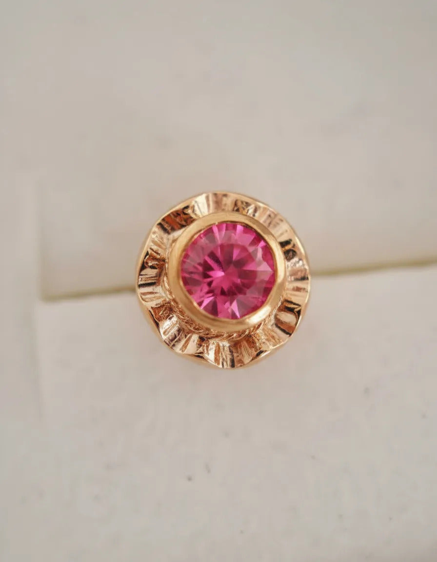 Abridores Rosa con Zirconia y Perno de Oro 18K