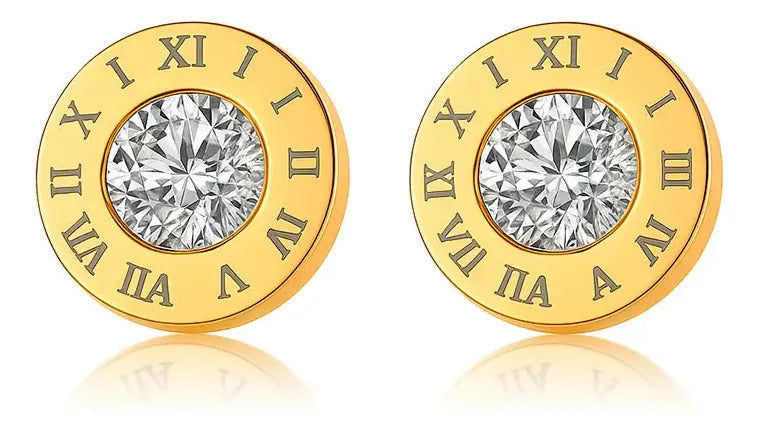 Aros Greek 8 mm Dorados con Zirconia